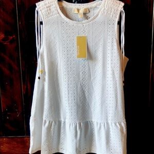 Michael Kors Peplum Lace White  Top